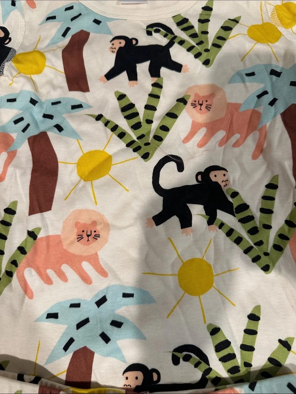 Kids Jungle Monkey Pajama Set - White with Multicolor Print